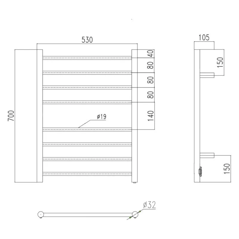 Полотенцесушитель електричний Qtap Evia 11112R WHI, фото №2
