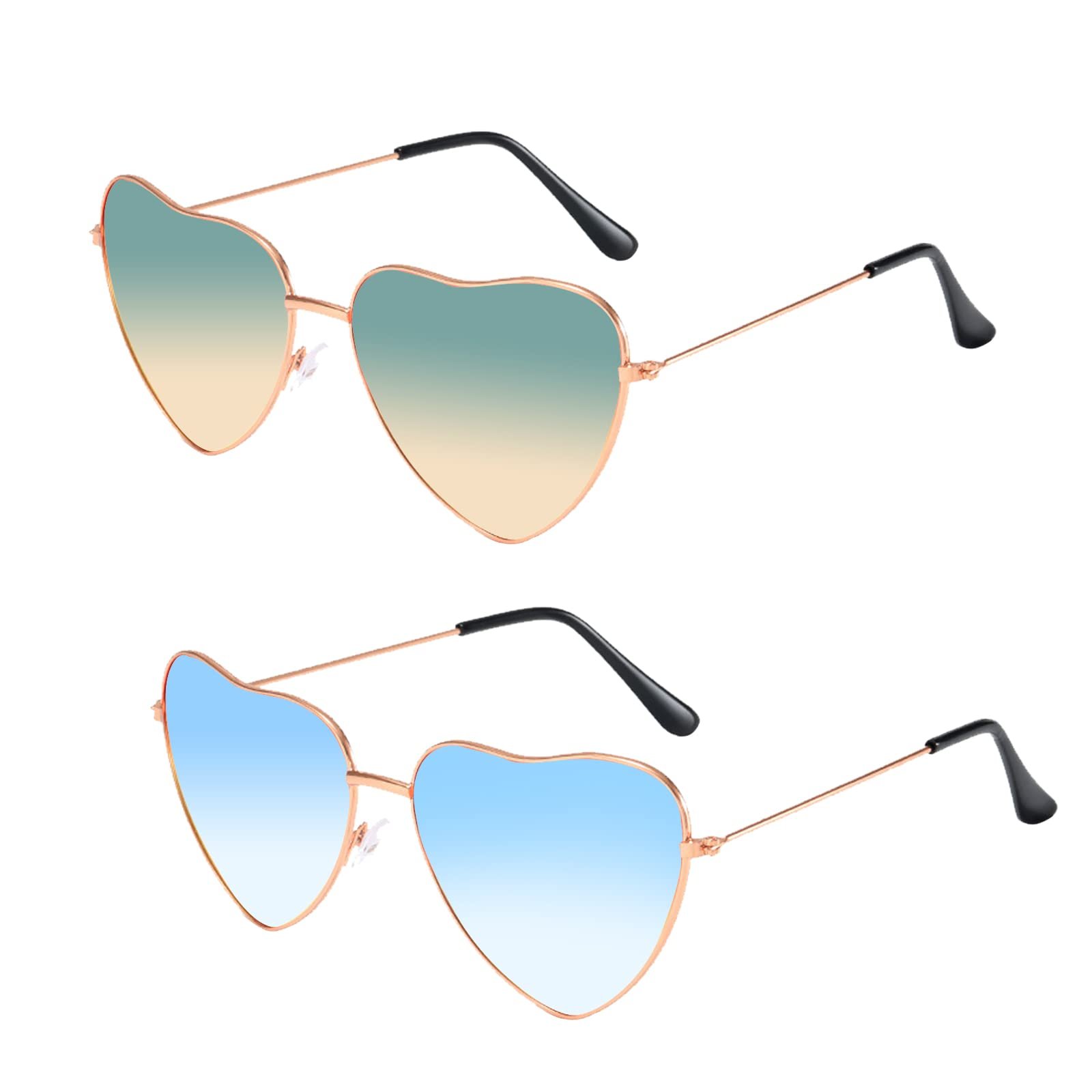 Солнцезащитные очки Сердце Розовый, оправа Rose Gold, 2 шт, фото №1