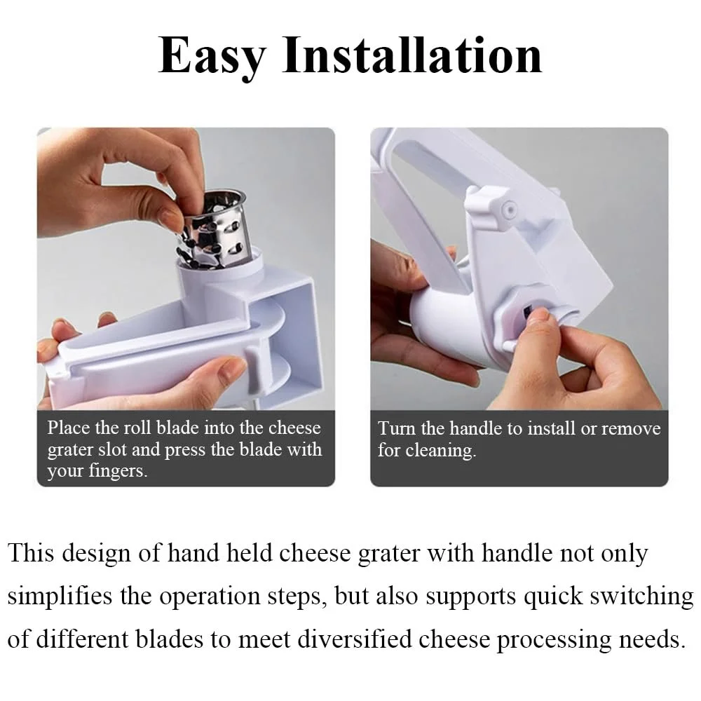 Ручна сирна терка з обертовою ручкою, багатофункціональна кухонна для пармезану, горіхів, шоколаду, часнику, 4 шт., фото №7