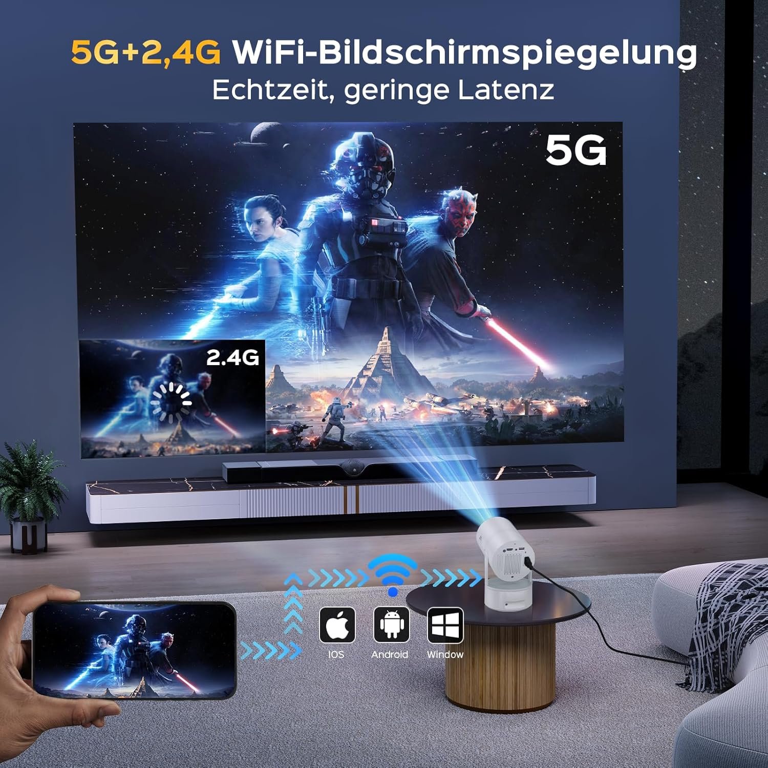 Проектор AUBOR MENTECH X3 4K Wi-Fi Bluetooth Android 11, фото №3