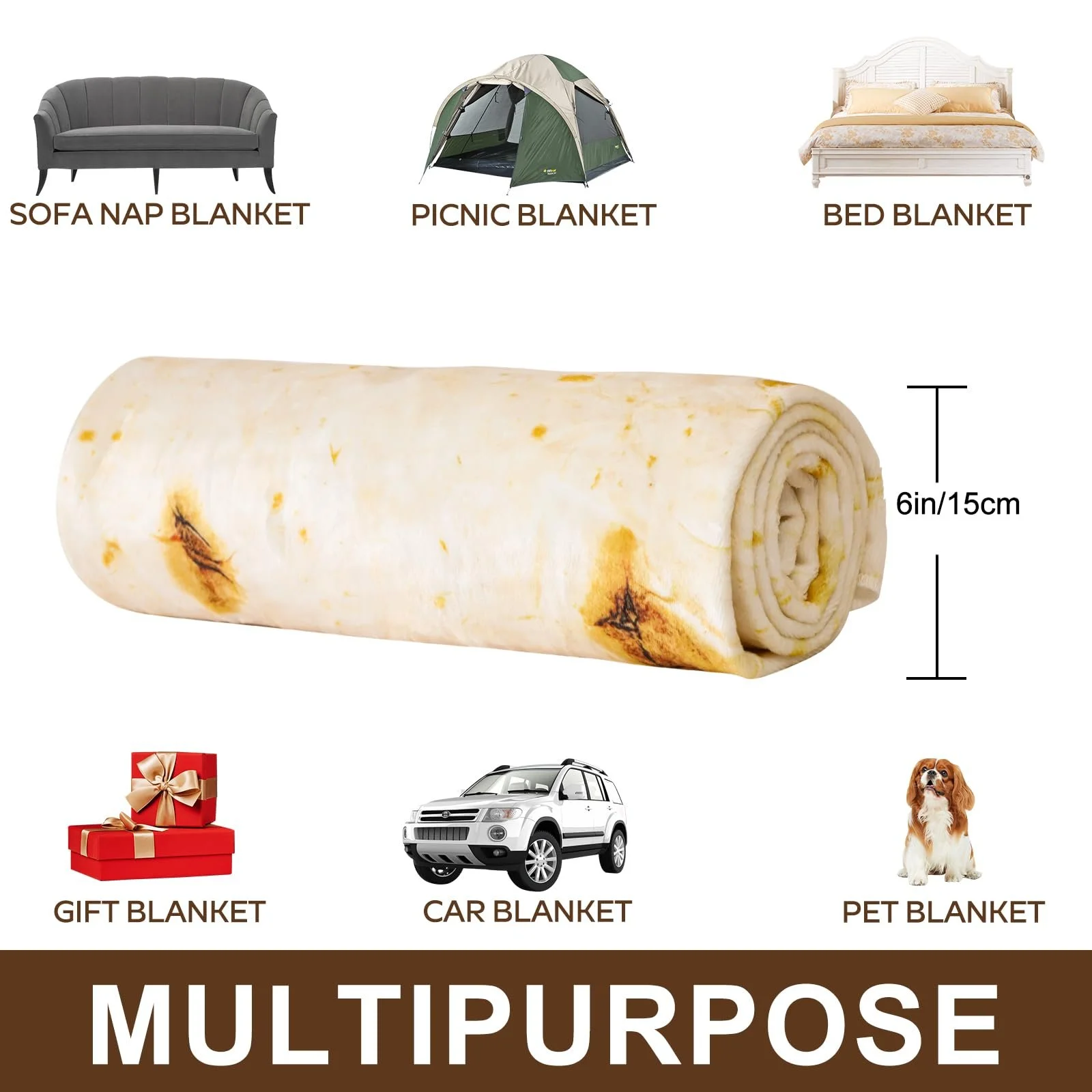 Круглый Плед Ohok Giant, Уютная Фланелевая Ткань, Пушистый Плед, Теплый Плед, Плед для Дивана для Внутреннего и Наружного Использования, Подарки для Семьи, фото №3