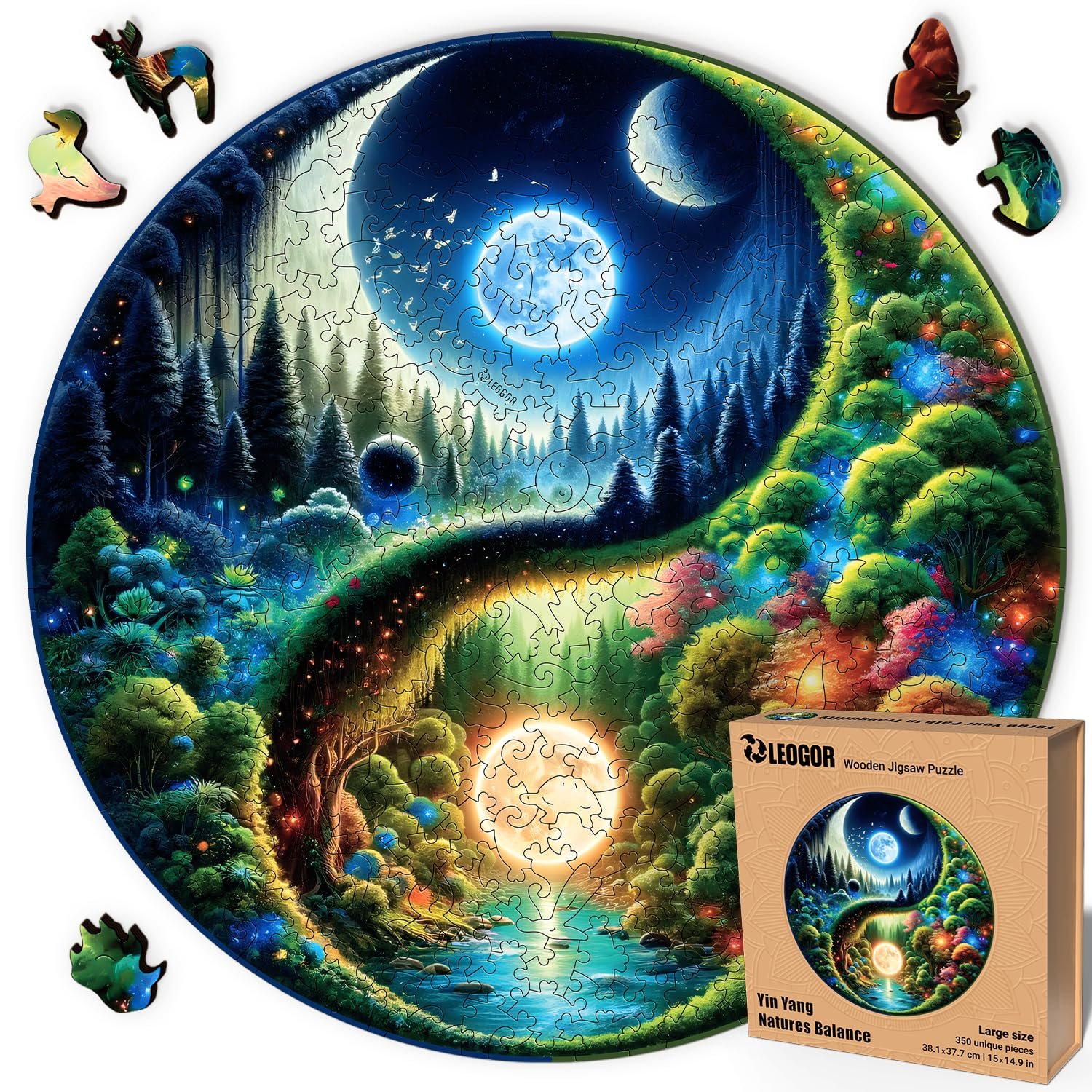 Дерев'яний пазл LEOGOR Yin Yang 350 деталей 15 x 14.9 дюймів, фото №1