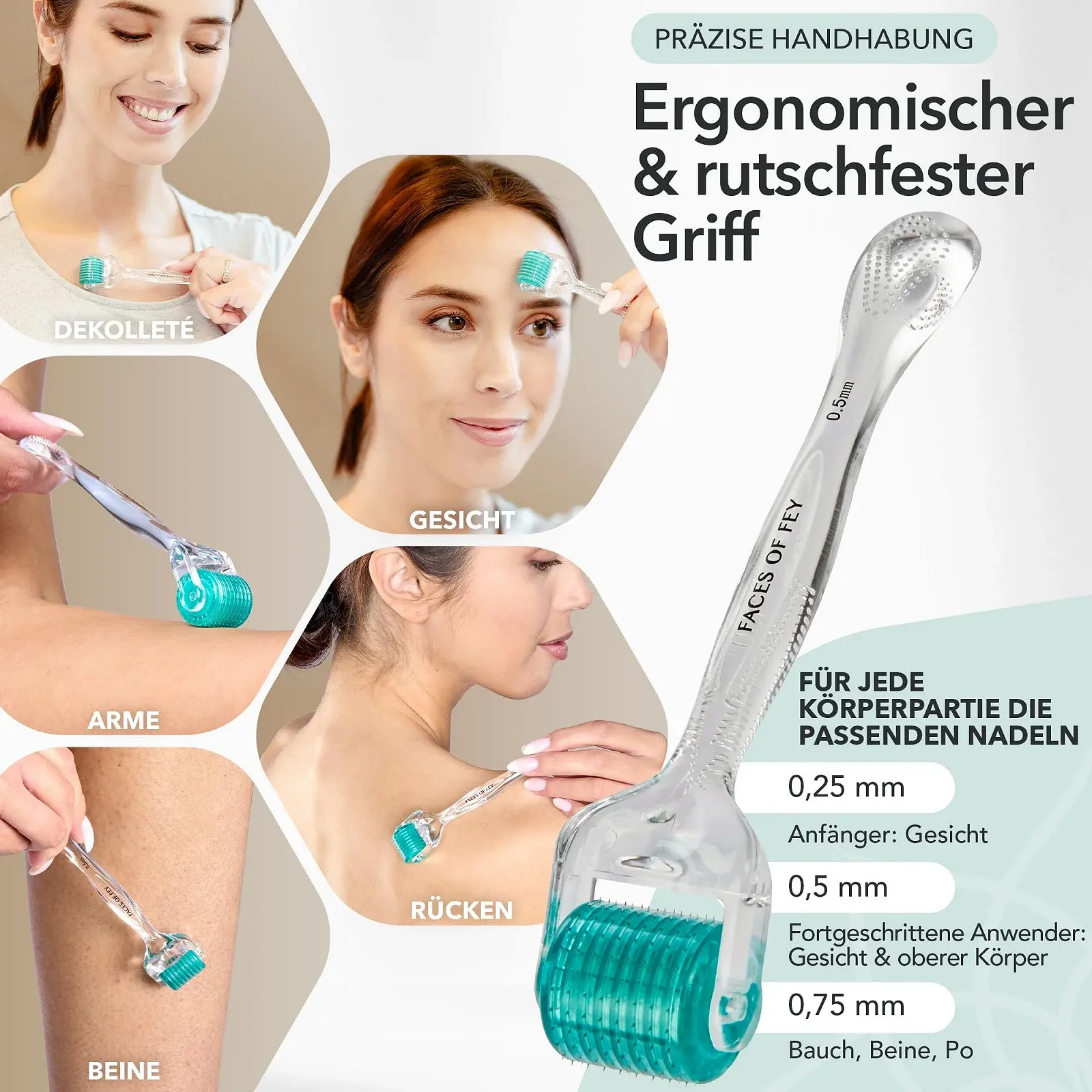 Дермаролер Faces of Fey - 192 голки для професійного мікронідлінгу в домашніх умовах, фото №3