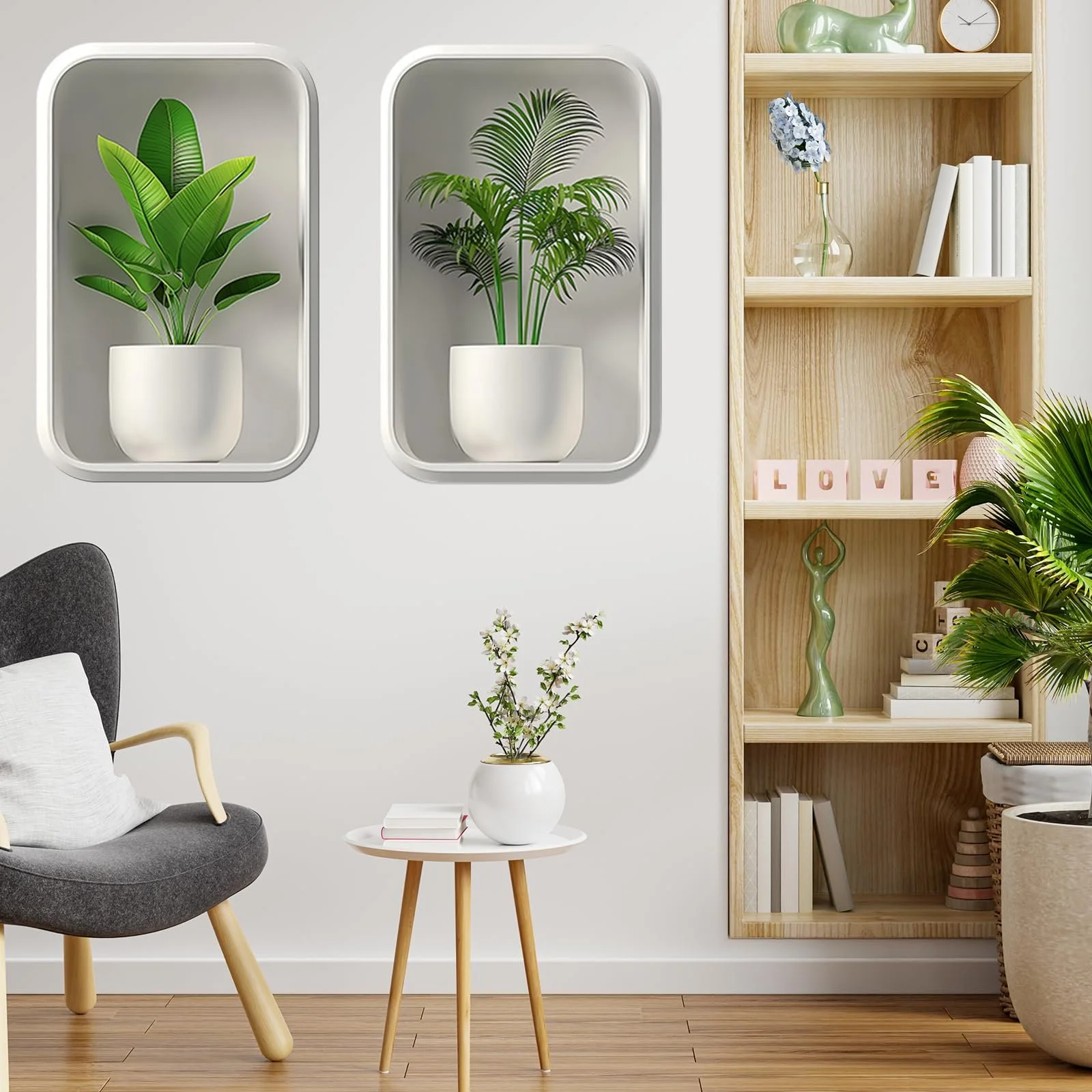 Наклейки на стіну 3D Рослини самоклеючі набір 3 шт. для кухні та ванної кімнати, фото №2