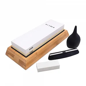 Точильний камінь для ножів KLAMER 1000/6000 грит двосторонній з нековзною бамбуковою основою - Фото 1