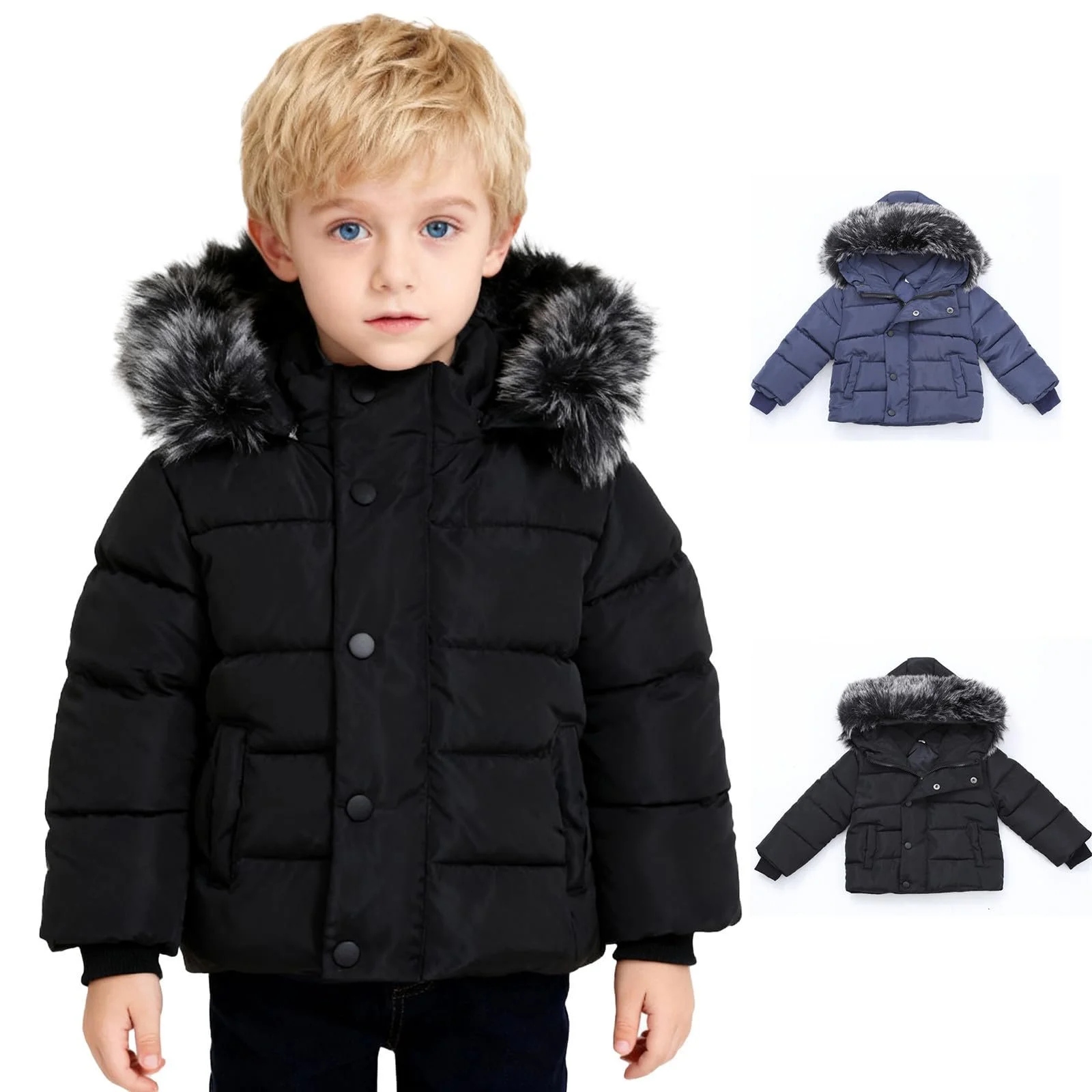 Зимняя Куртка для Мальчиков с Меховым Воротником, фото №3 Зимняя Куртка для Мальчиков с Меховым Воротником, фото №3