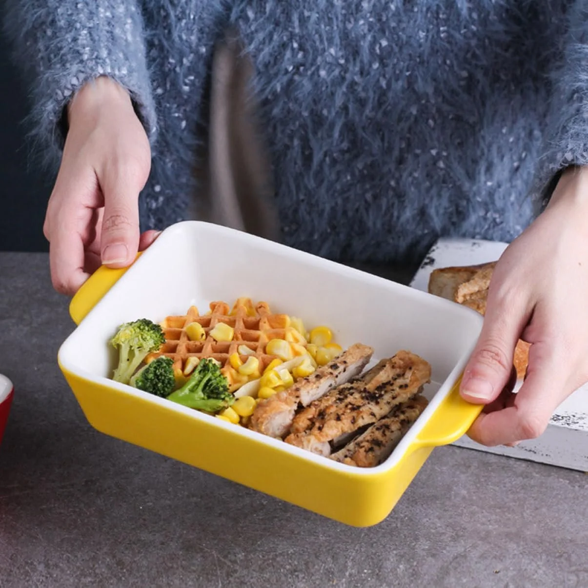 Форма для запікання Healifty Керамічна Прямокутна Жовта, фото №2 Форма для запікання Healifty Керамічна Прямокутна Жовта, фото №2