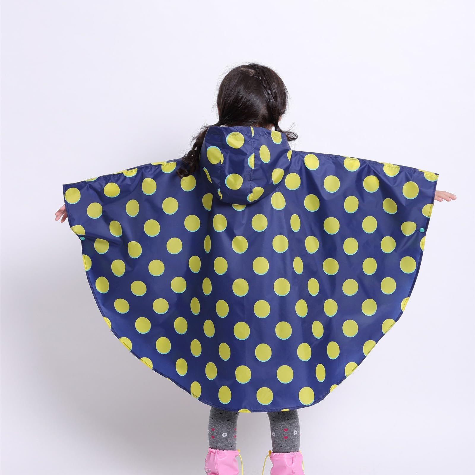 Дождевик Generisch для девочек, дождевой пончо, детский дождевой плащ, многоразовая водонепроницаемая защита от дождя, переходная куртка, костюм для грязи для путешествий, кемпинга, походов и посещения школы, фото №7