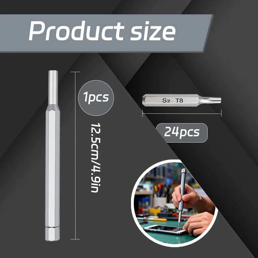 Набір прецизійних викруток Mini 25 предметів сталь S2 для електроніки, фото №2
