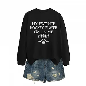 Свитшот MLZHAN Hockey Sport Damen My Favorite Hockey Player Calls Me Mom Shirt Muttertag Casual Mama synthetic.ua - Фото 1