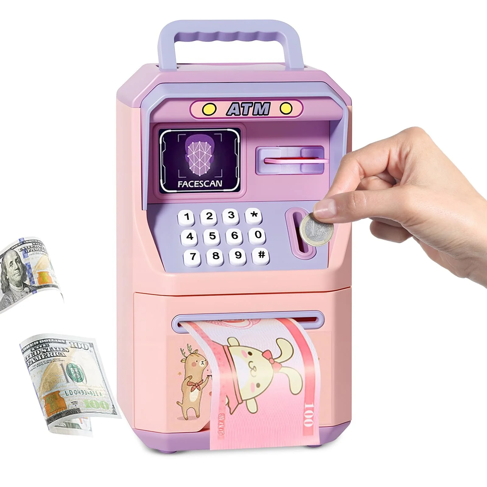 Скарбничка електронна банкомат із розпізнаванням обличчя та відбитком пальця 3-12 років, фото №1
