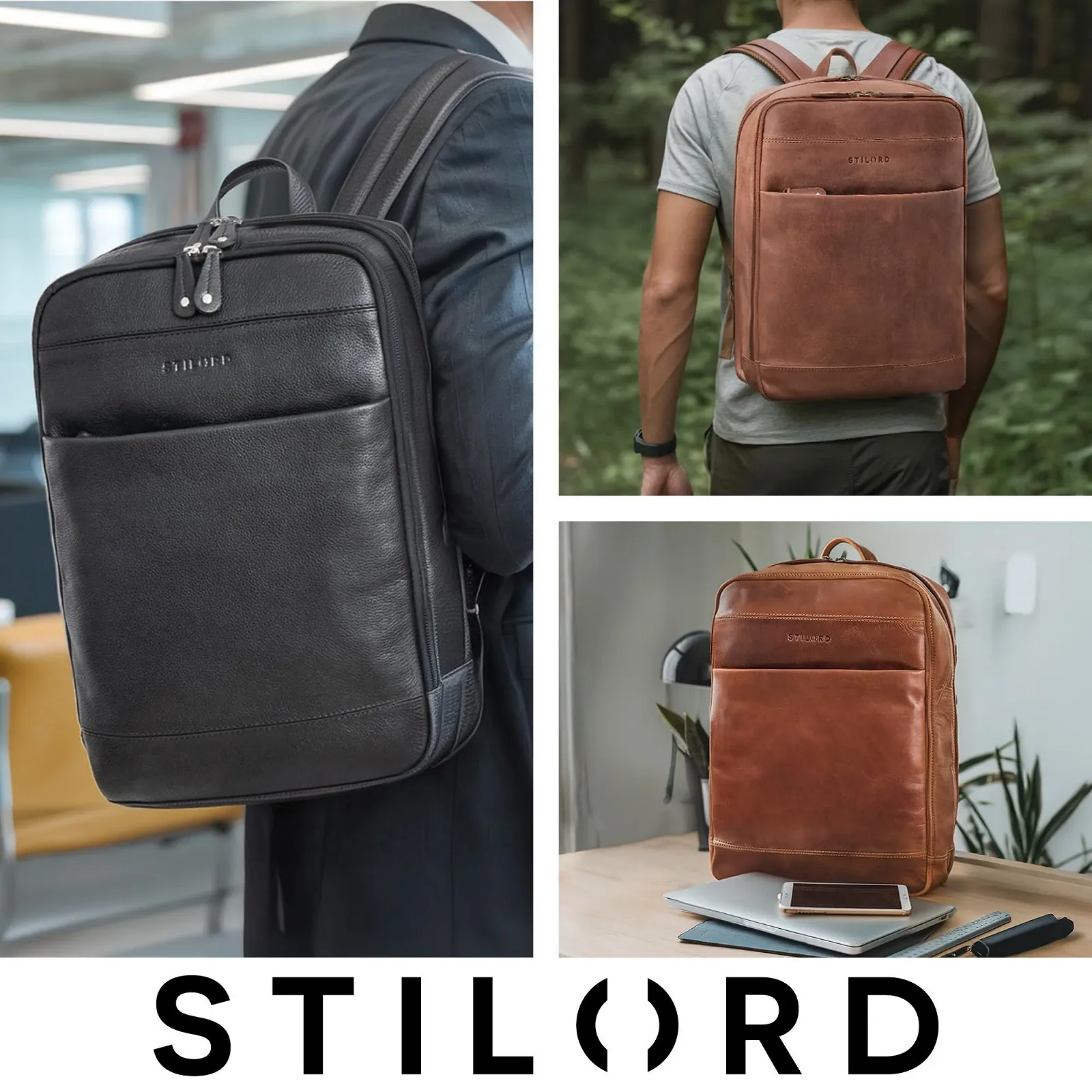 Рюкзак для ноутбука STILORD Leo 15.6" кожаный Черный, фото №2 Рюкзак для ноутбука STILORD Leo 15.6" кожаный Черный, фото №2