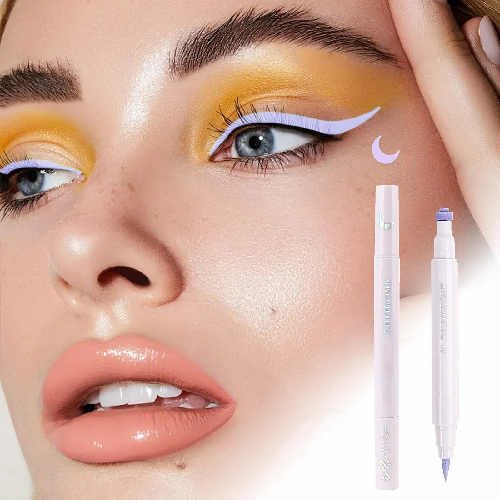 Підводка для очей двостороння з штампом, кольорова, водостійка, стійка, фото №3 Підводка для очей двостороння з штампом, кольорова, водостійка, стійка, фото №3