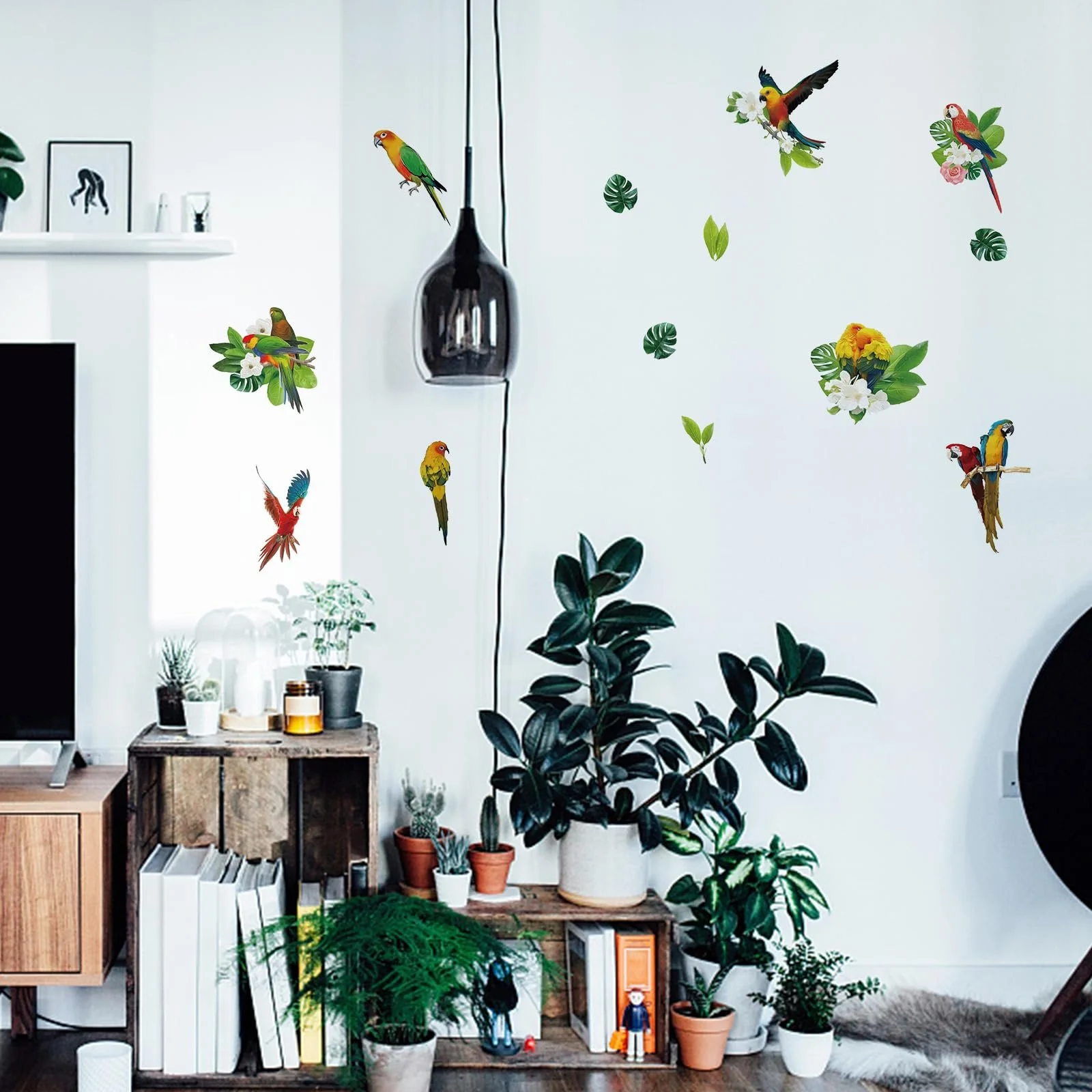 Наклейка на стіну SUPERDANT Папуги та тропічні рослини 90 x 29 см Вініл, фото №4