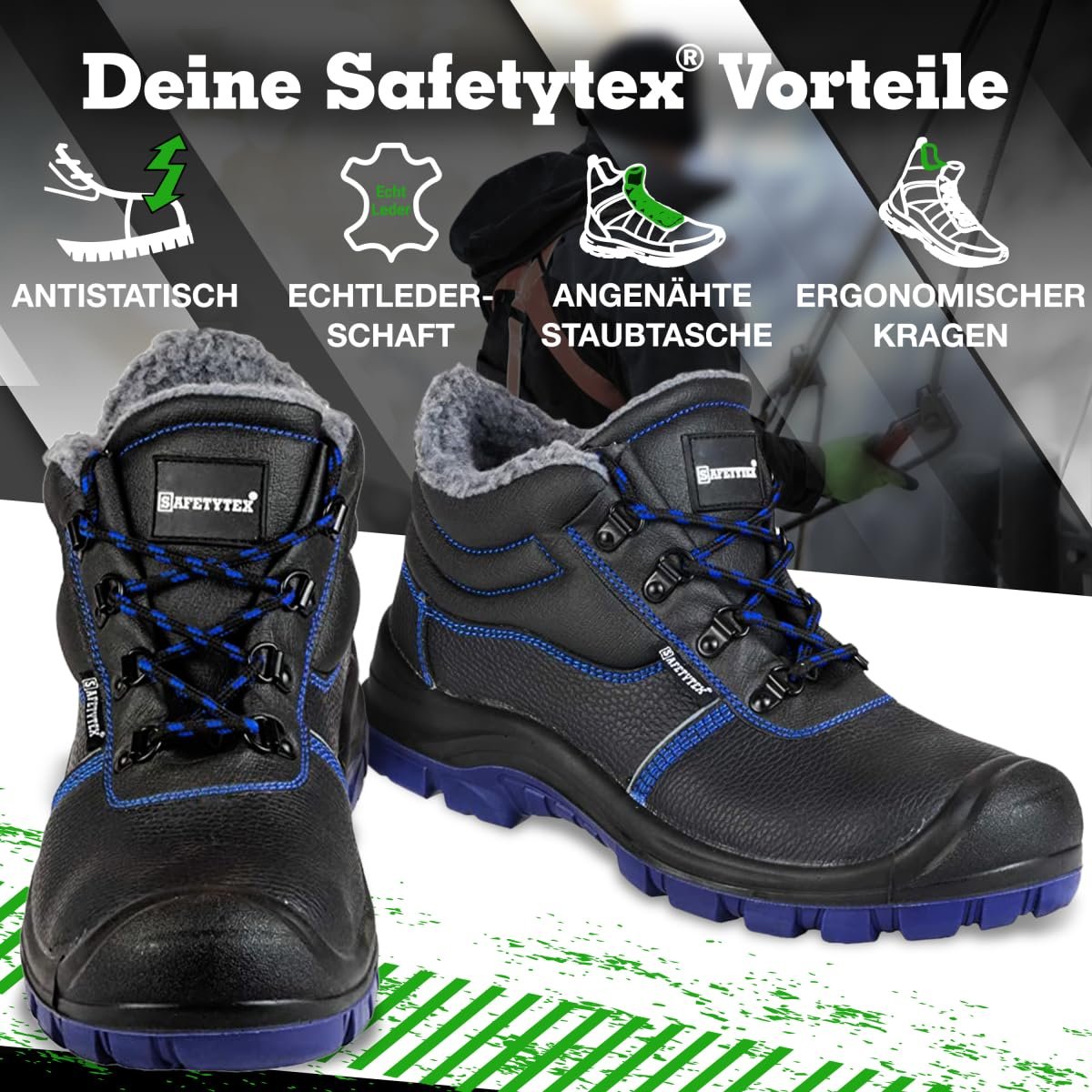 Ботинки Safetytex S3 Зимние утепленные Черный/Синий, фото №6
