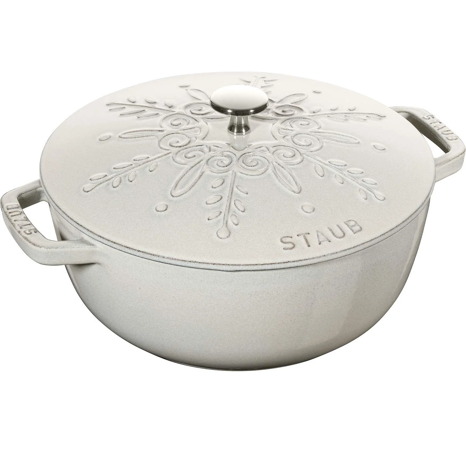 Каструля-жаровня STAUB Snowflake Кругла 24 см Білий трюфель, фото №1