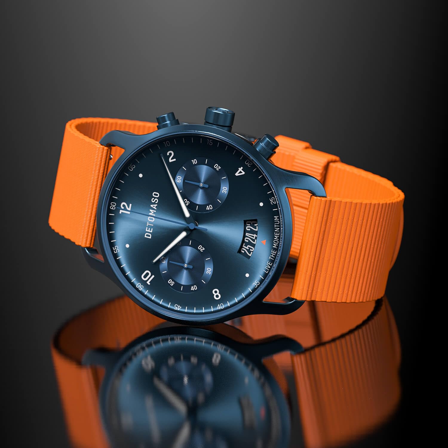 Годинник DeTomaso Sorpassso Chrono Чоловічий Аналоговий Кварцовий #tide Ocean Material® Браслет Оранжевий, Синій, Ремінець., фото №2
