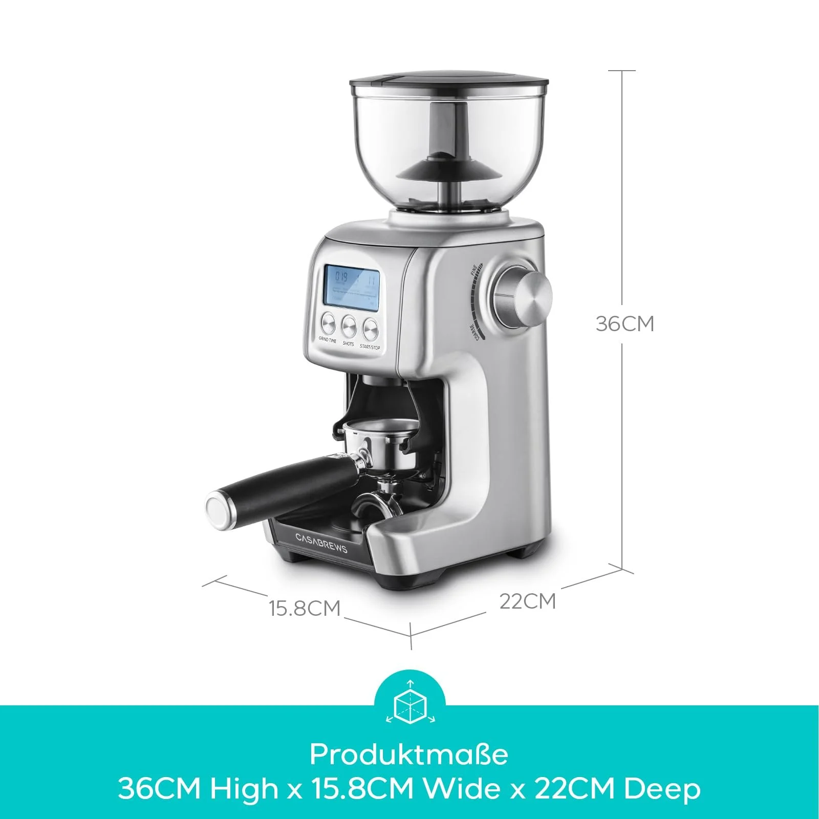 Электрическая конусная кофемолка CASABREWS 77 уровней помола, 400 г, фото №8