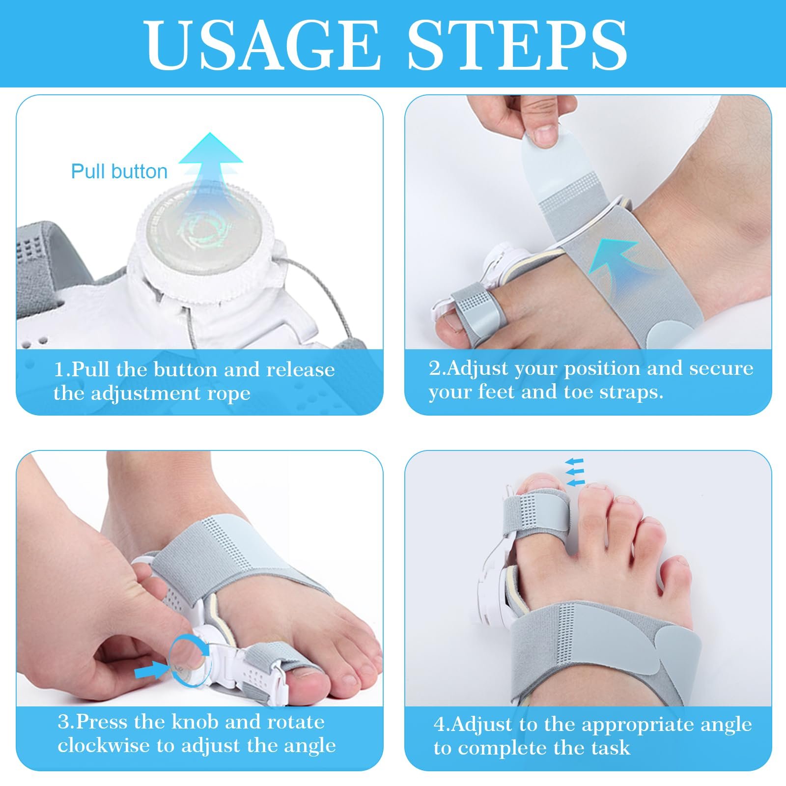 Коректор великого пальця стопи TWSOUL Hallux Valgus з 3 різними кутами кріплення, фото №7 Коректор великого пальця стопи TWSOUL Hallux Valgus з 3 різними кутами кріплення, фото №7