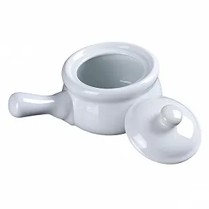 Кастрюля для запекания керамическая с крышкой маленькая толстостенная для супа и тушения - Фото 1