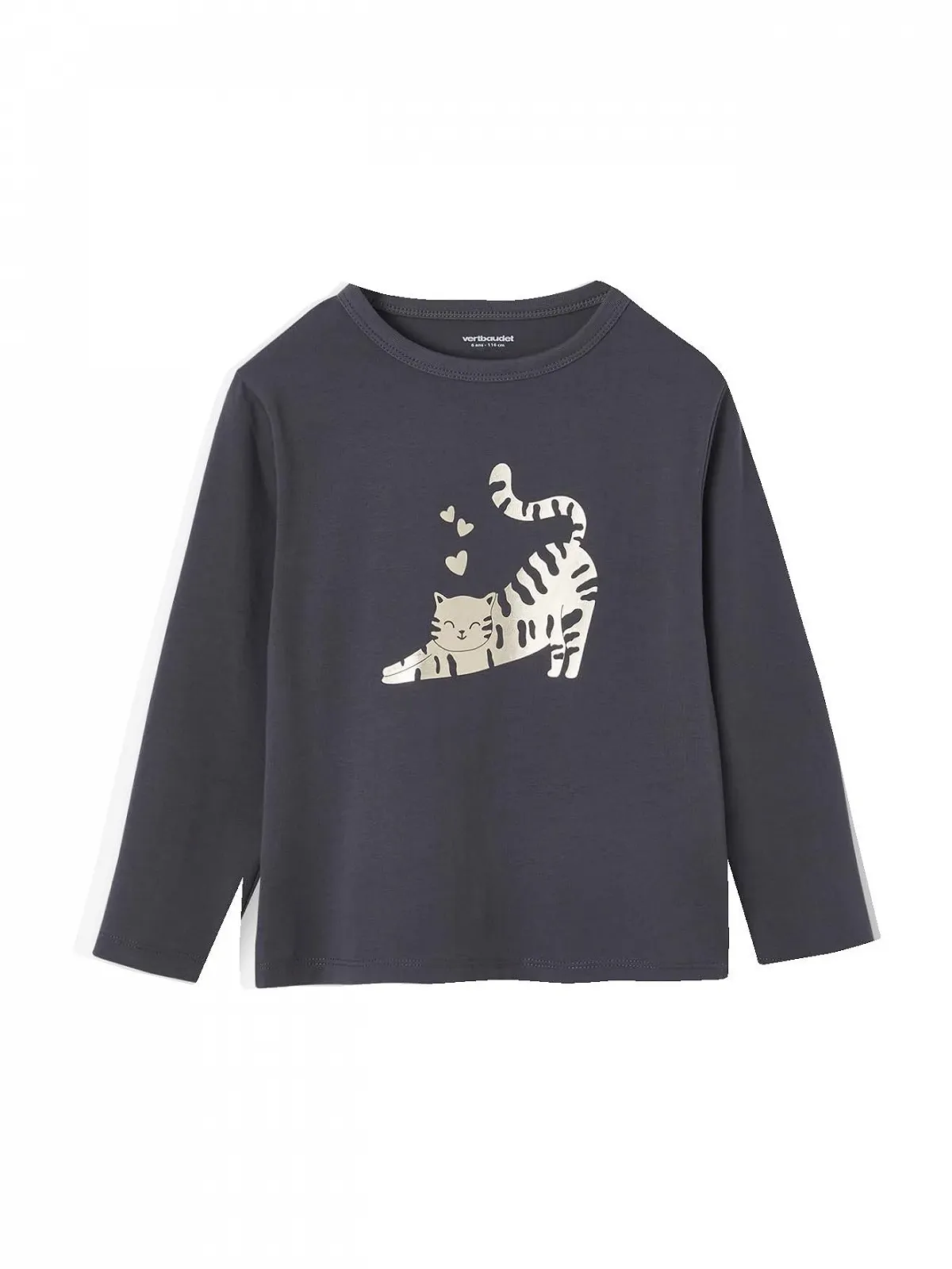 Рубашка Vertbaudet для девочек из переработанного хлопка с металлическим принтом, фото №1