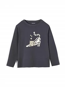 Рубашка Vertbaudet для девочек из переработанного хлопка с металлическим принтом - Фото 1