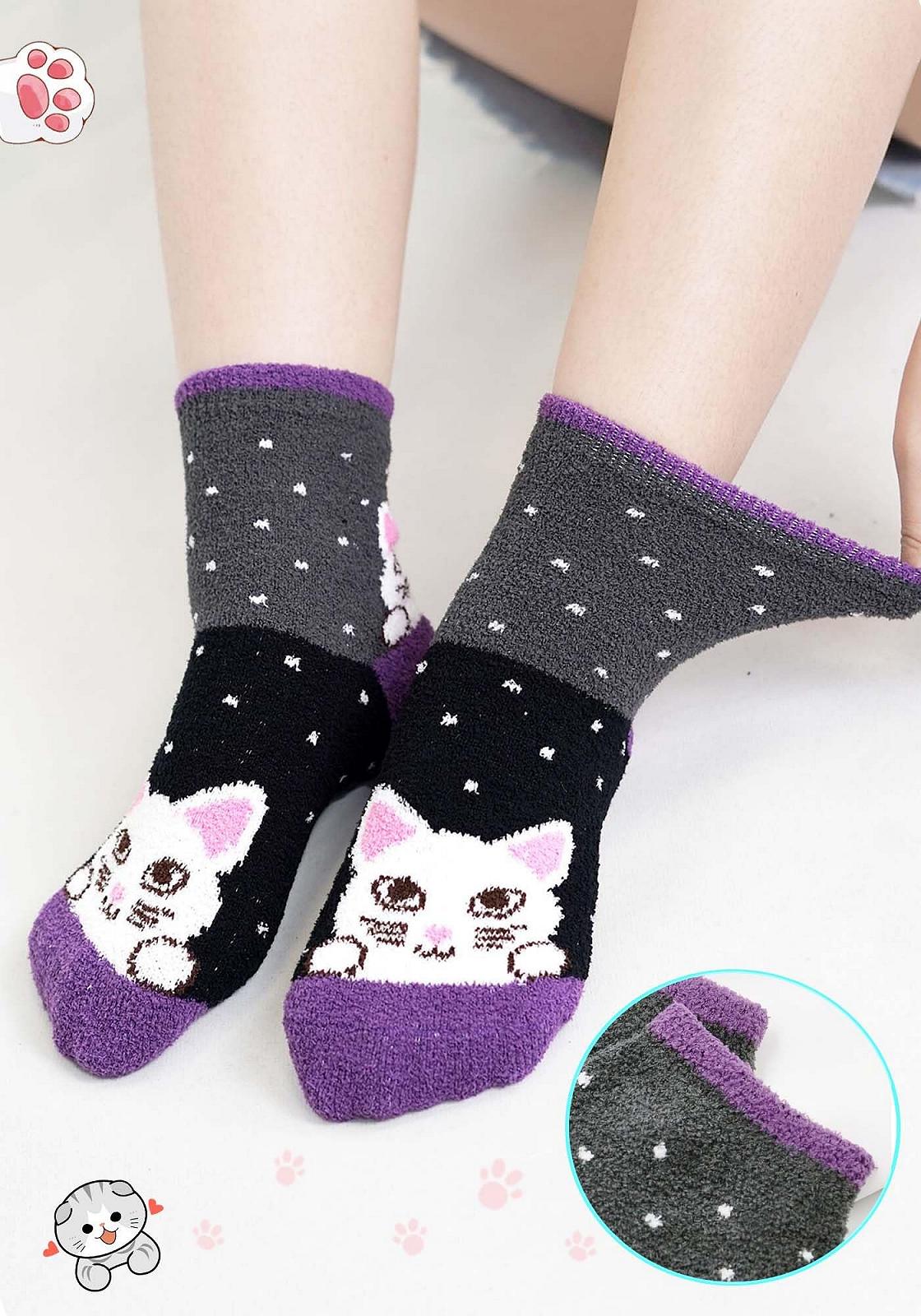 Мягкие носки ZAKASA для женщин: Зимние теплые носки-стопоры, женские носки для кровати, домашние носки, смешные нескользящие носки с ABS-пузырьками, нескользящая подошва, 5 пар, фото №5