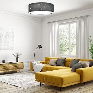 Светильник Navaris LED Круглый Starlight Потолочный Регулируемый Цвет Температуры Пульт Дистанционного Управления Тканевый Белый synthetic.ua - Фото 1