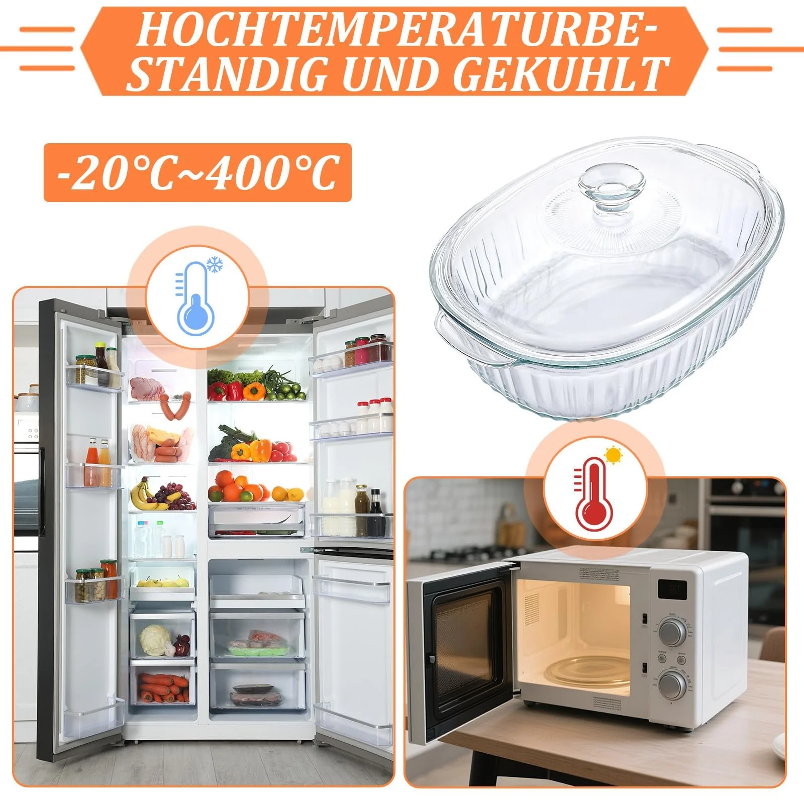 Форма для запекания с крышкой 2,8 л стеклянная 31 x 21,5 x 13 см, фото №4