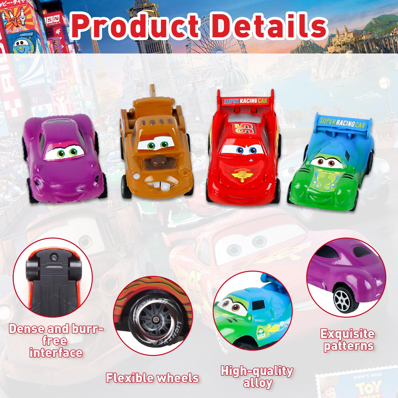 Іграшковий автомобіль Lightning Cars комплект з 4 McQueen Мінімодель металевий литий, фото №4