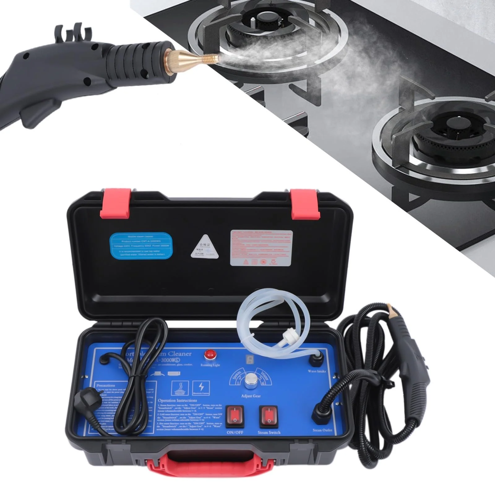 Пароочисник 3000 W 3.5 Pa 115°C з насадками, фото №3