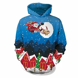 Детский рождественский джемпер с оленем, снеговиком и Санта Клаусом, утепленное худи, теплый флисовый свитшот с длинными рукавами, зимняя одежда, уютная одежда для мальчиков и девочек - Фото 1