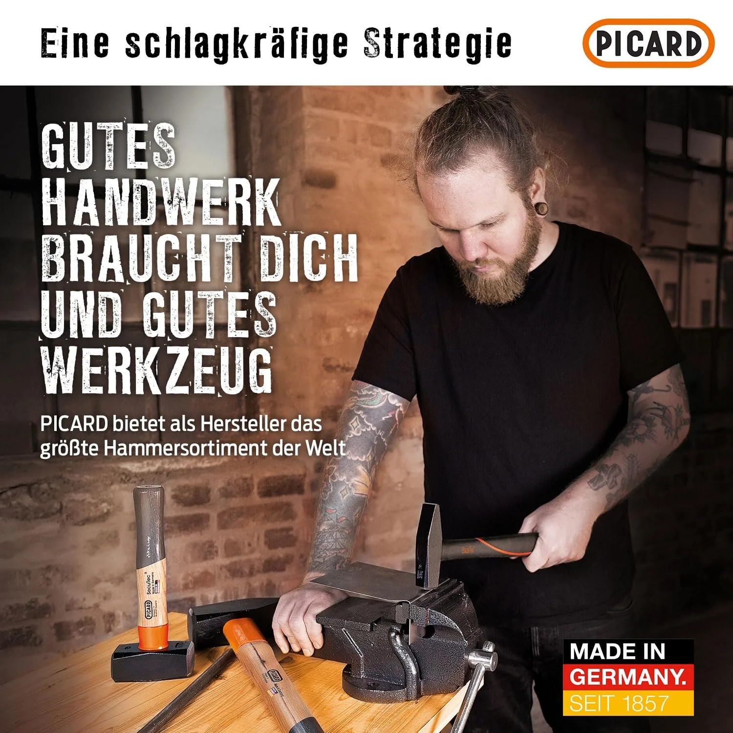 Молоток слесарный/клепальный Picard 0032700-0800 800 г (28 oz) немецкого типа из стекловолокна черный, фото №5 Молоток слесарный/клепальный Picard 0032700-0800 800 г (28 oz) немецкого типа из стекловолокна черный, фото №5