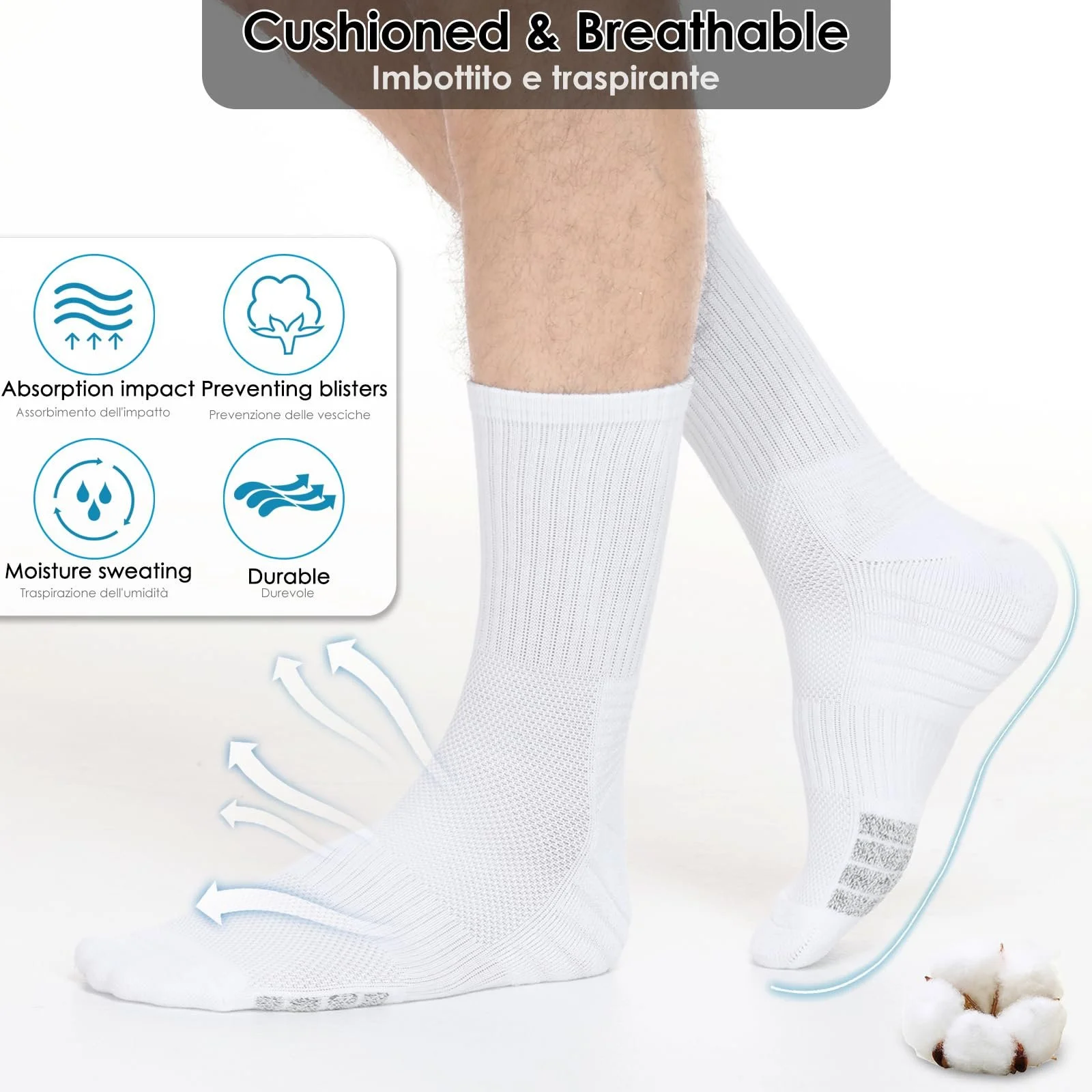 Спортивні шкарпетки (6 пар) для чоловіків та жінок, для бігу, фото №4