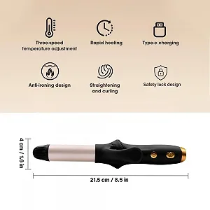 Плойка беспроводная 21.5 мм дорожная мини USB аккумуляторная с 3 температурными режимами и чехлом для хранения Black synthetic.ua - Фото 1