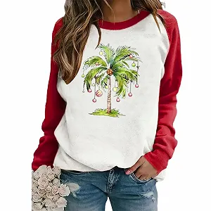 Женский Рождественский свитшот Смешной Графический принт Рождественский джемпер Элегантный Шикарный Рождественский принт Круглый вырез Длинный рукав Свободный свитер synthetic.ua - Фото 1