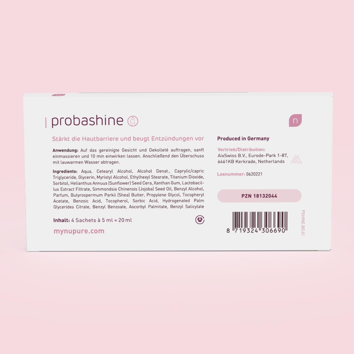 Маска для обличчя Nupure Probashine Живильна з олією жожоба та маслом ши, для м'якої та гладкої шкіри, фото №6