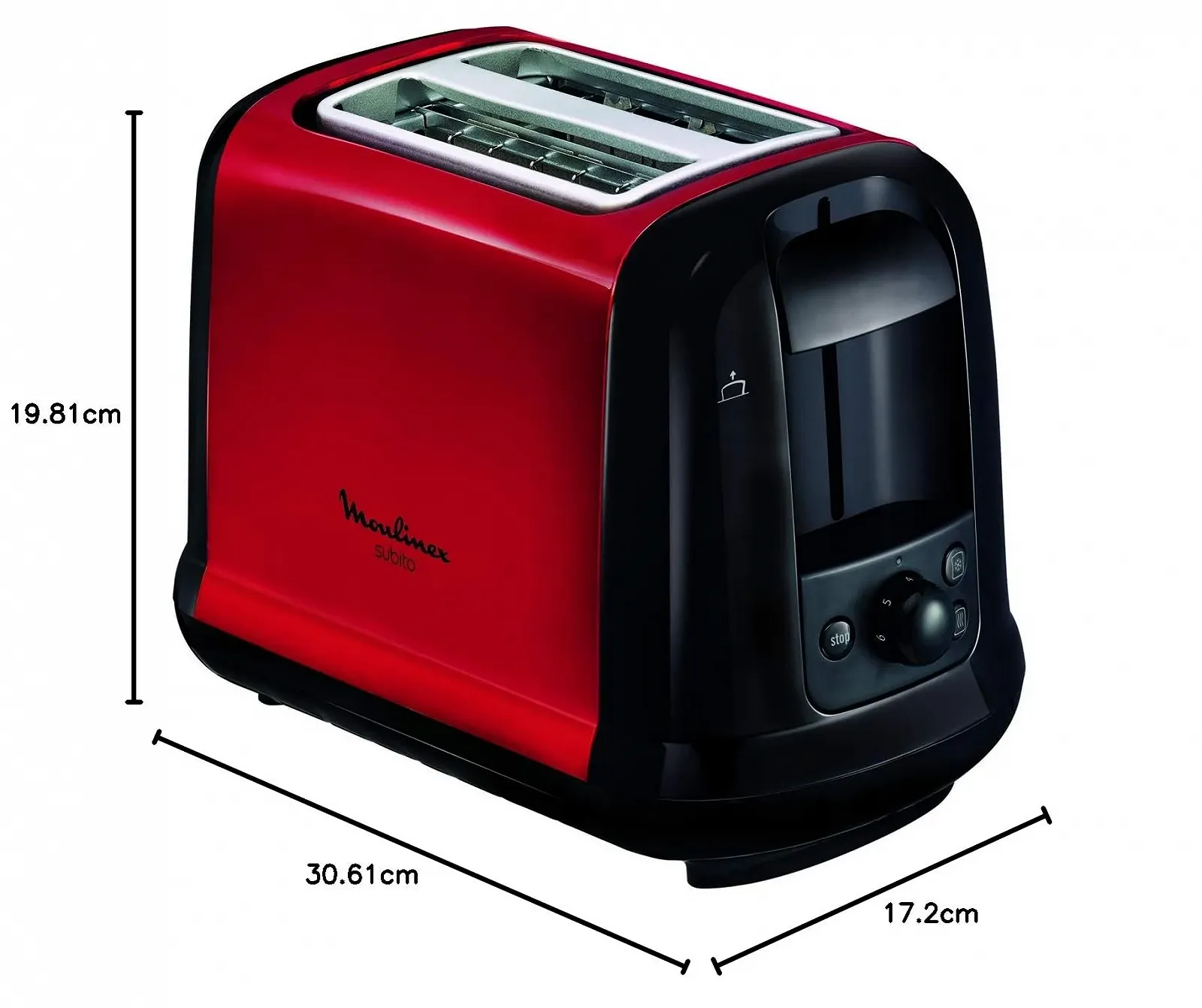 Тостер Moulinex Subito 850 Вт, червоний, фото №9