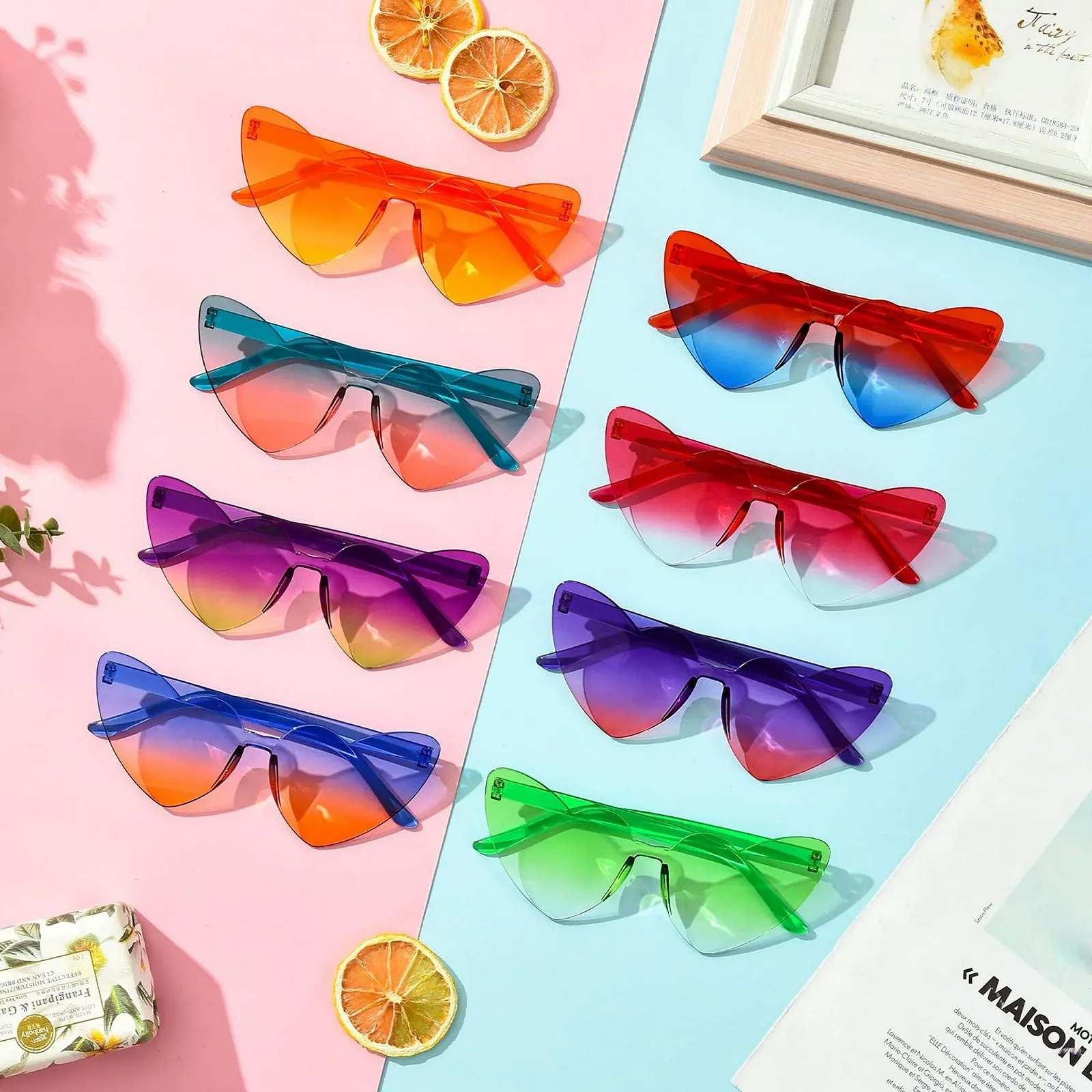 Солнцезащитные очки Unning Heart, женские, набор, в форме сердца, фото №3