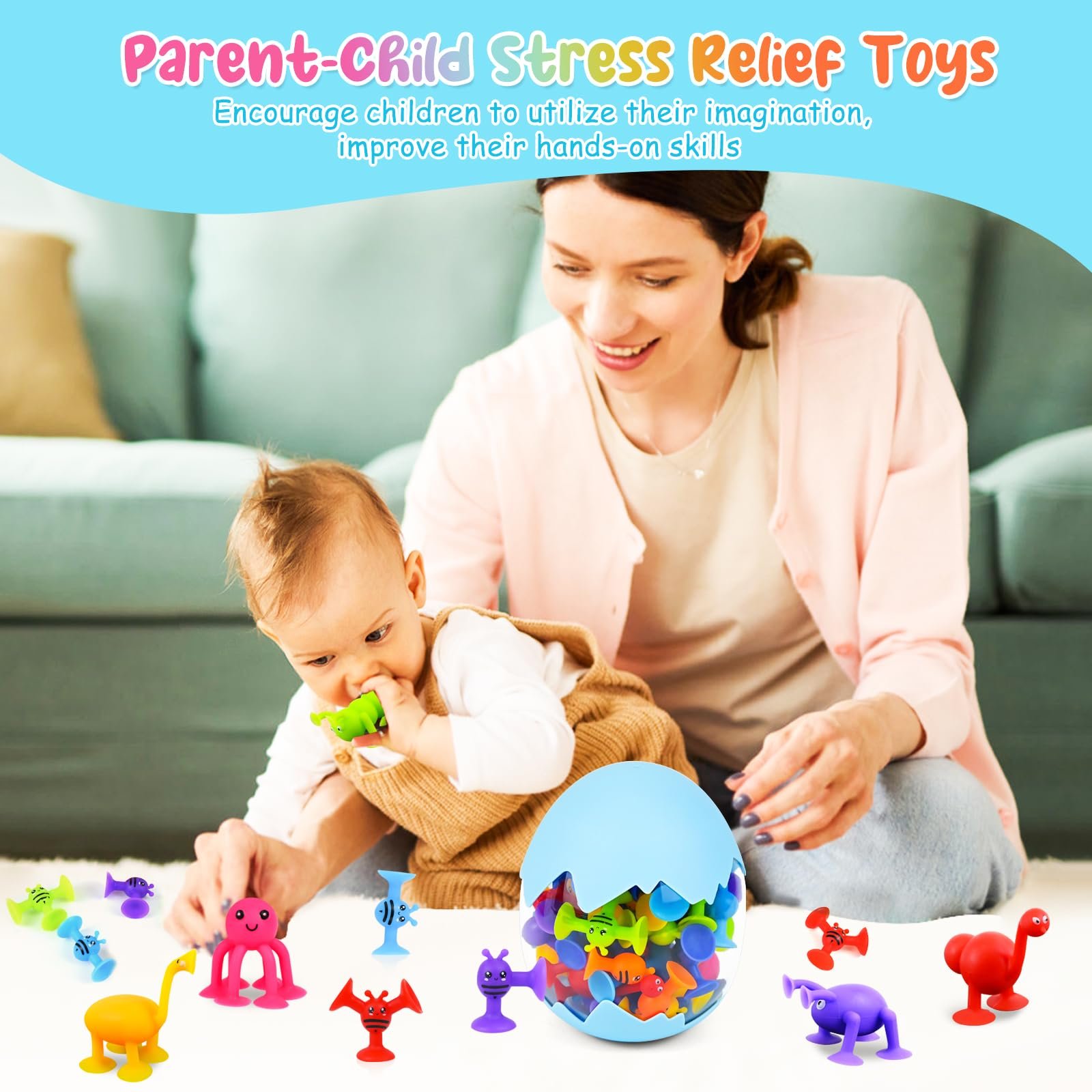 Іграшка на присосках Ulikey для дітей, 42 штуки, сенсорна Монтессорі, зі зберіганням у яйці динозавра, фото №6 Іграшка на присосках Ulikey для дітей, 42 штуки, сенсорна Монтессорі, зі зберіганням у яйці динозавра, фото №6