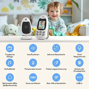Відеоняня BOIFUN VB610 Portable 2,0" 720p VOX Night Vision Temperature Sensor synthetic.ua - Фото 1