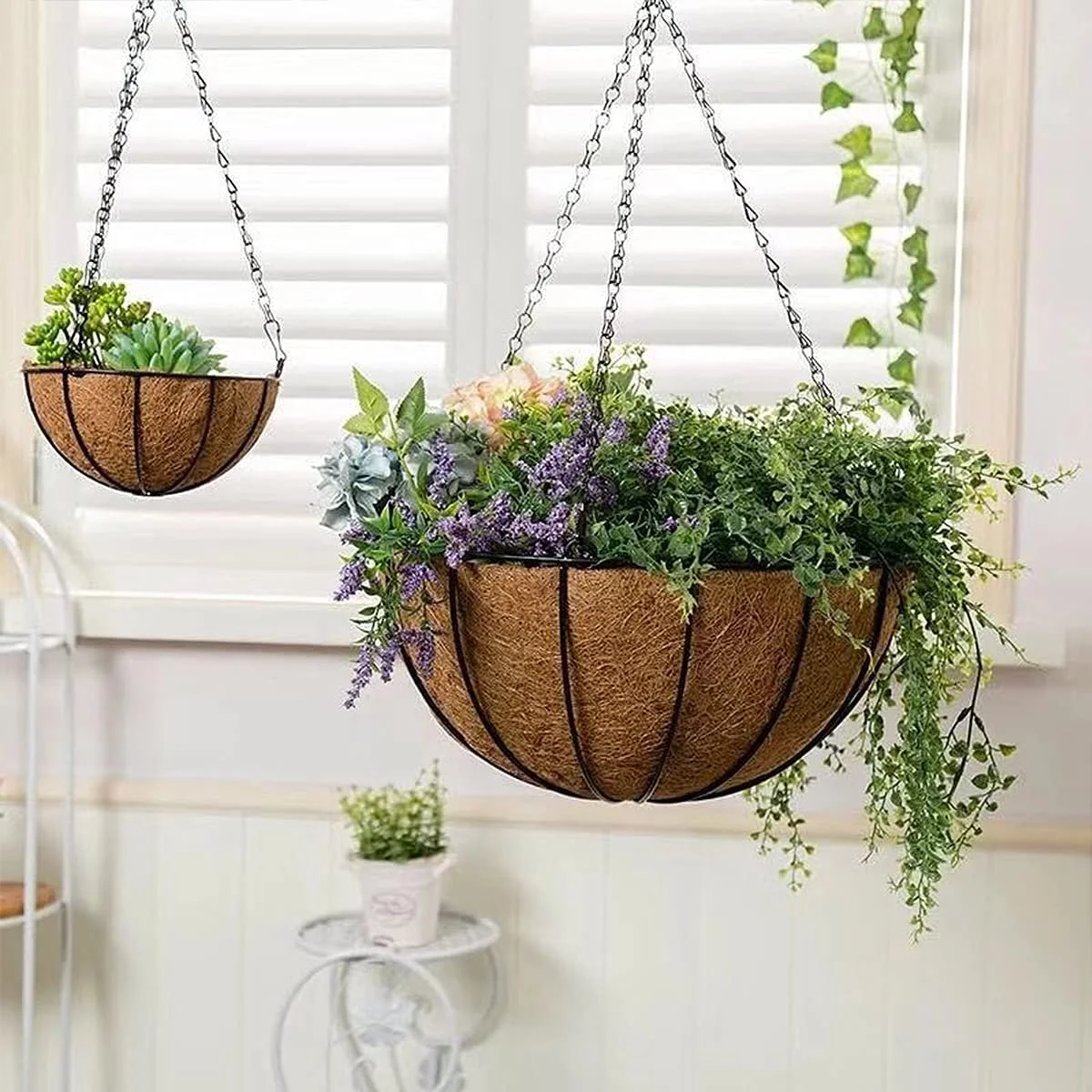 Вкладиші кокосові для підвісних кошиків Набір із 4 шт. змінні круглі 35 см, фото №7