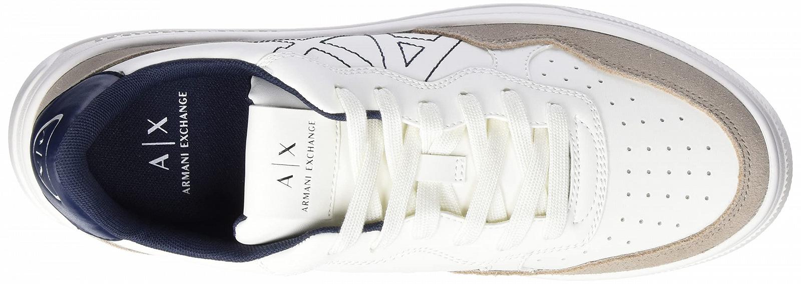 Кросівки Armani Exchange Suede Detail, Front Logo Patch Off White + Beige, фото №5