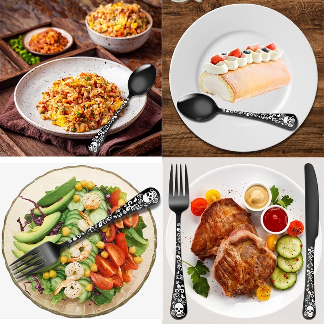 Набор столовых приборов XIAOYU Halloween Skeleton, 40 предметов, черный, фото №5 Набор столовых приборов XIAOYU Halloween Skeleton, 40 предметов, черный, фото №5