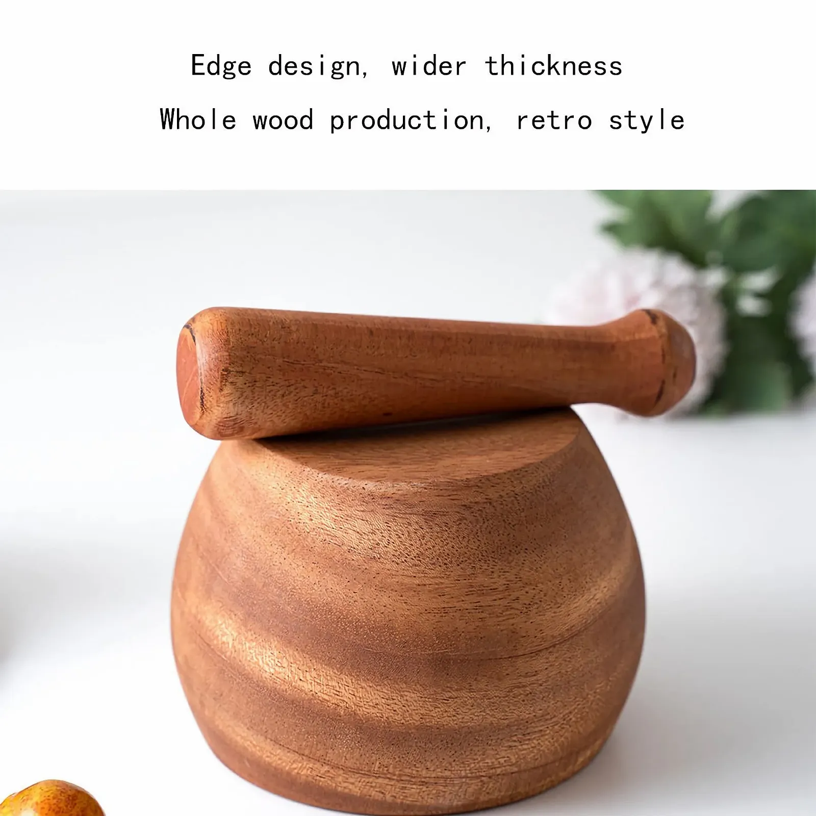 Набір ступки і товкачика дерев'яний багатоцільовий для подрібнення спецій, горіхів і часнику, фото №6