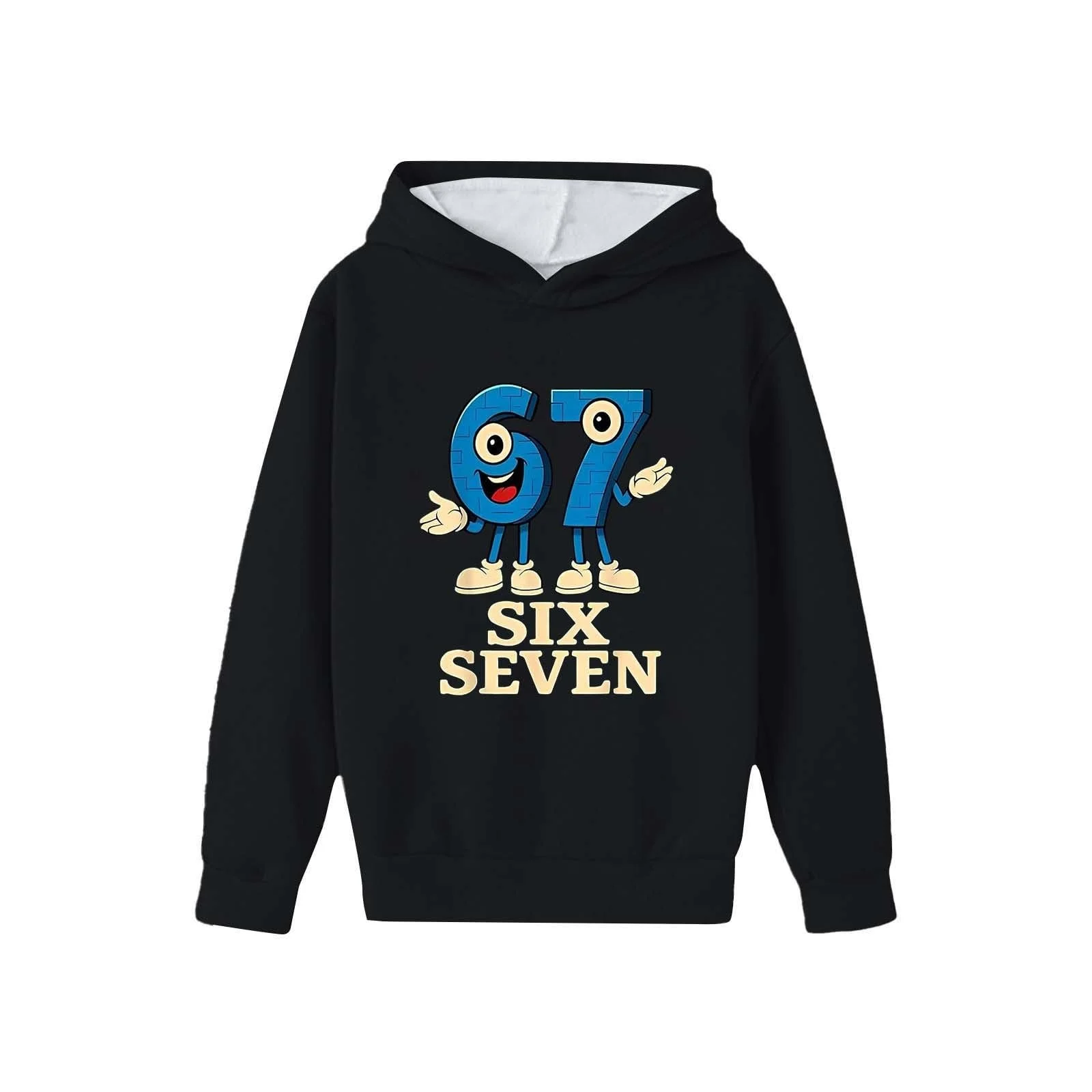 Худи Y2K с мемом 67 Six Seven, худи с длинными рукавами и принтом 67, повседневный свободный свитшот, подростковый пуловер для девочек и мальчиков, модное худи, фото №4