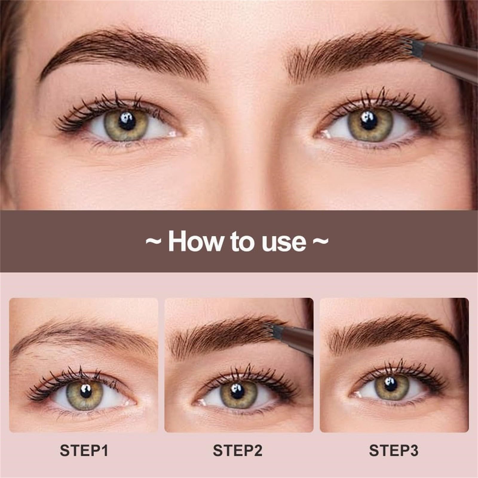 Набір пудра для брів Blonde 2024 олівець контурний олівець 4-насадки олівець для брів щіточка Microbade для натуральних брів (F, Один розмір), фото №5