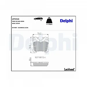 Комплект гальмівних колодок DELPHI LP2214 для TOYOTA LEXUS, задня вісь - Фото 1