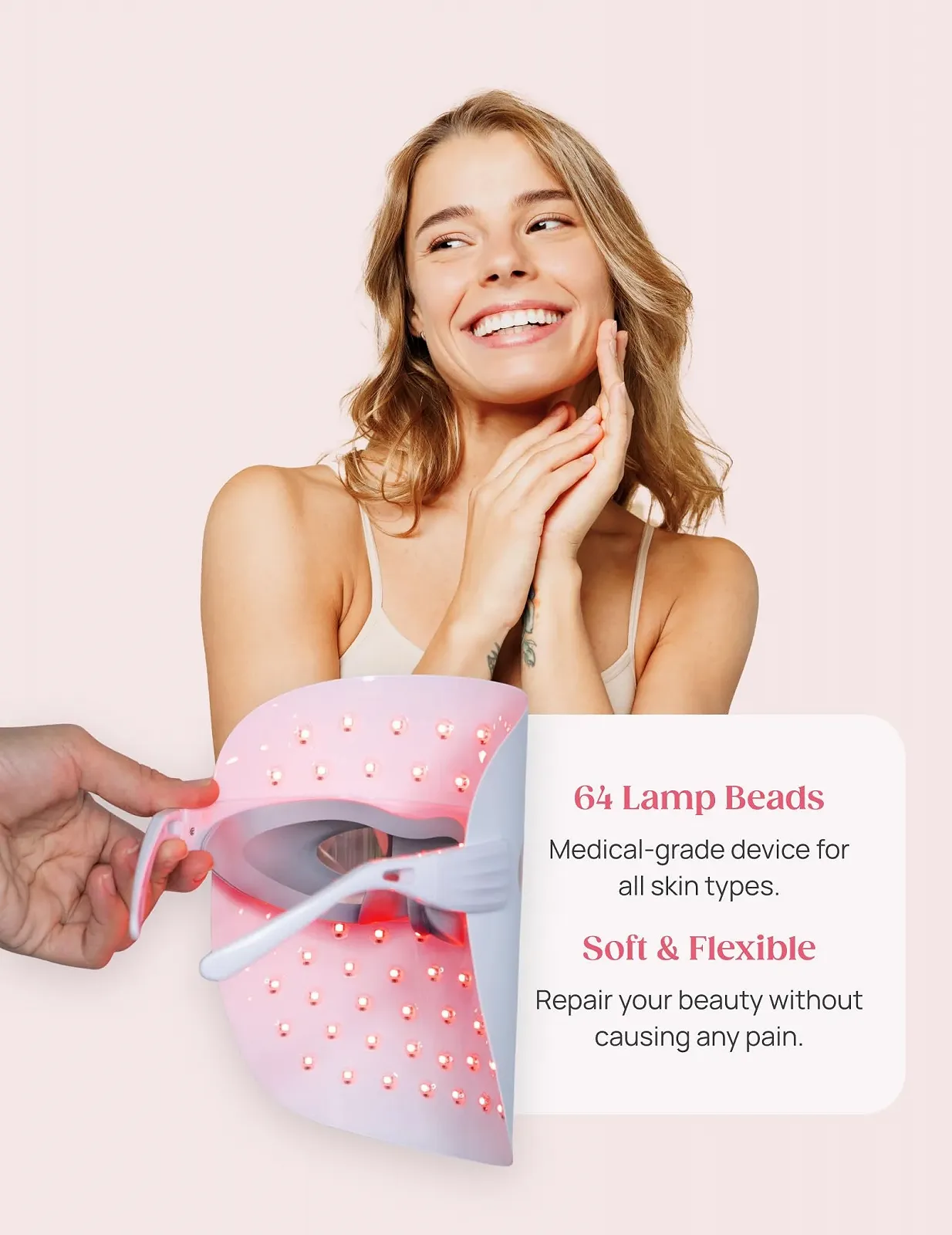 LED Маска Peachaboo Red Light Therapy 3 Режими Червоне та Синє світло, фото №8 LED Маска Peachaboo Red Light Therapy 3 Режими Червоне та Синє світло, фото №8