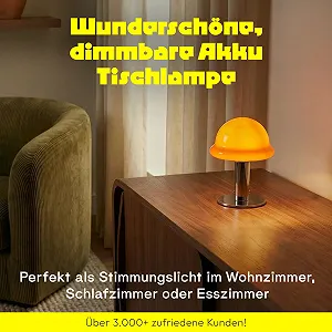 Настольная лампа Mushroom беспроводная LED с регулировкой яркости USB-C оранжевая synthetic.ua - Фото 1